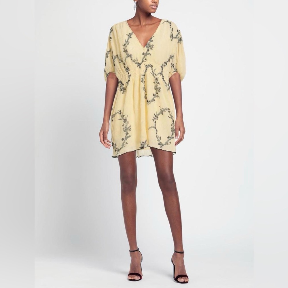 GANNI PLEATED GEORGETTE MINI DRESS